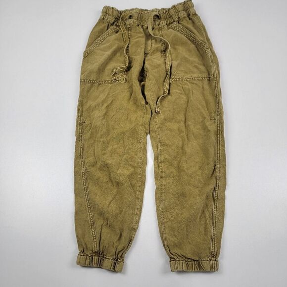 Anthropologie Rhys Utility Linen Blend Mustard Color Joggers Pants Womens Sz XS - Picture 1 of 11